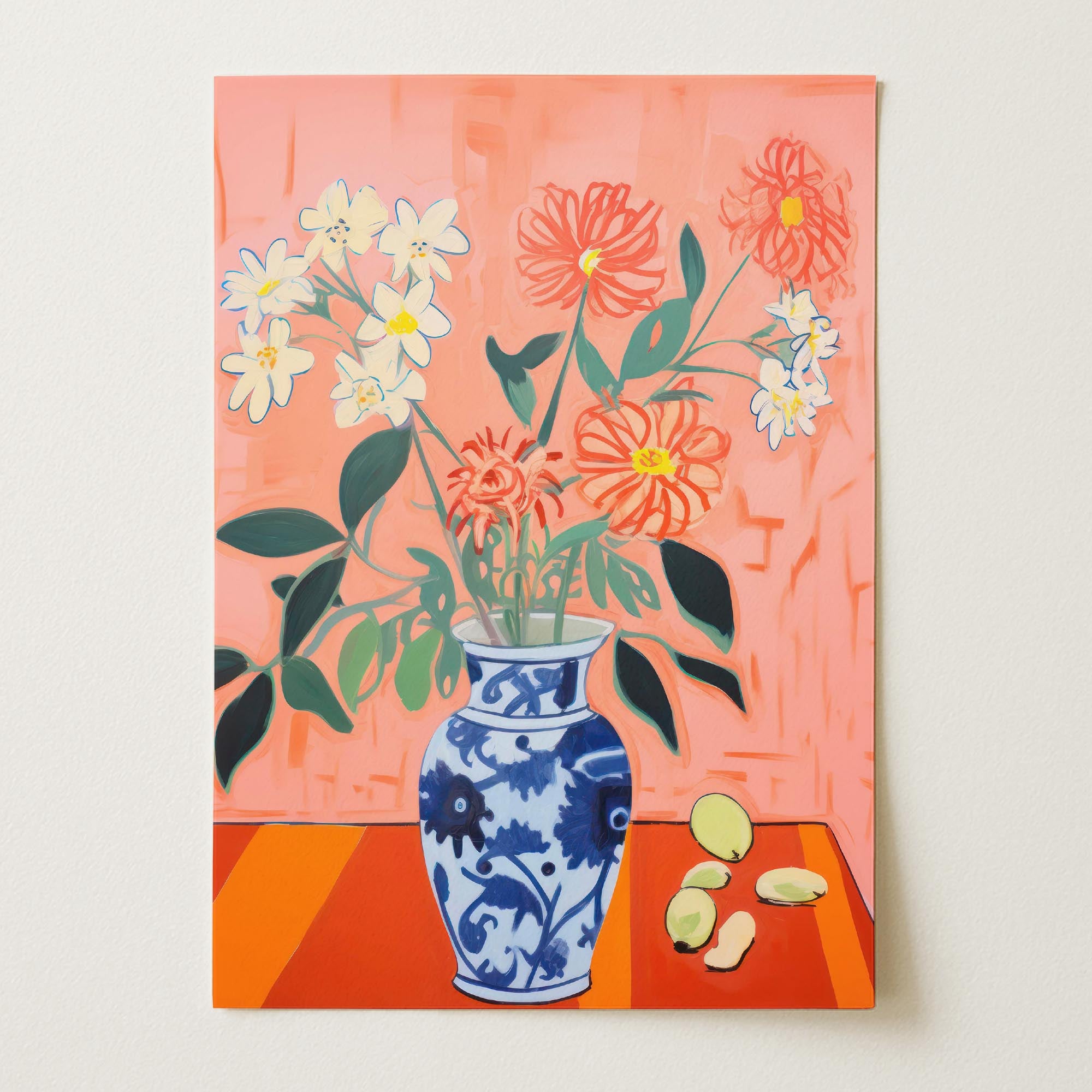 Colourful Floral Vase Still Life Wall Art Print-Skudaboo