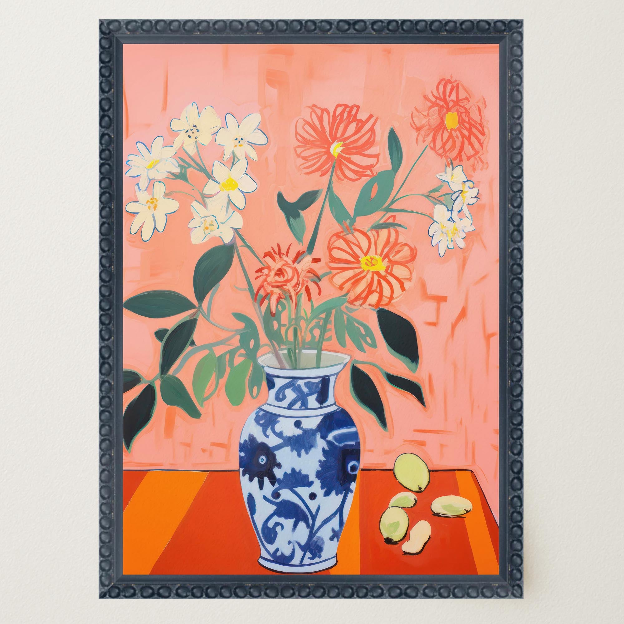 Colourful Floral Vase Still Life Wall Art Print-Skudaboo