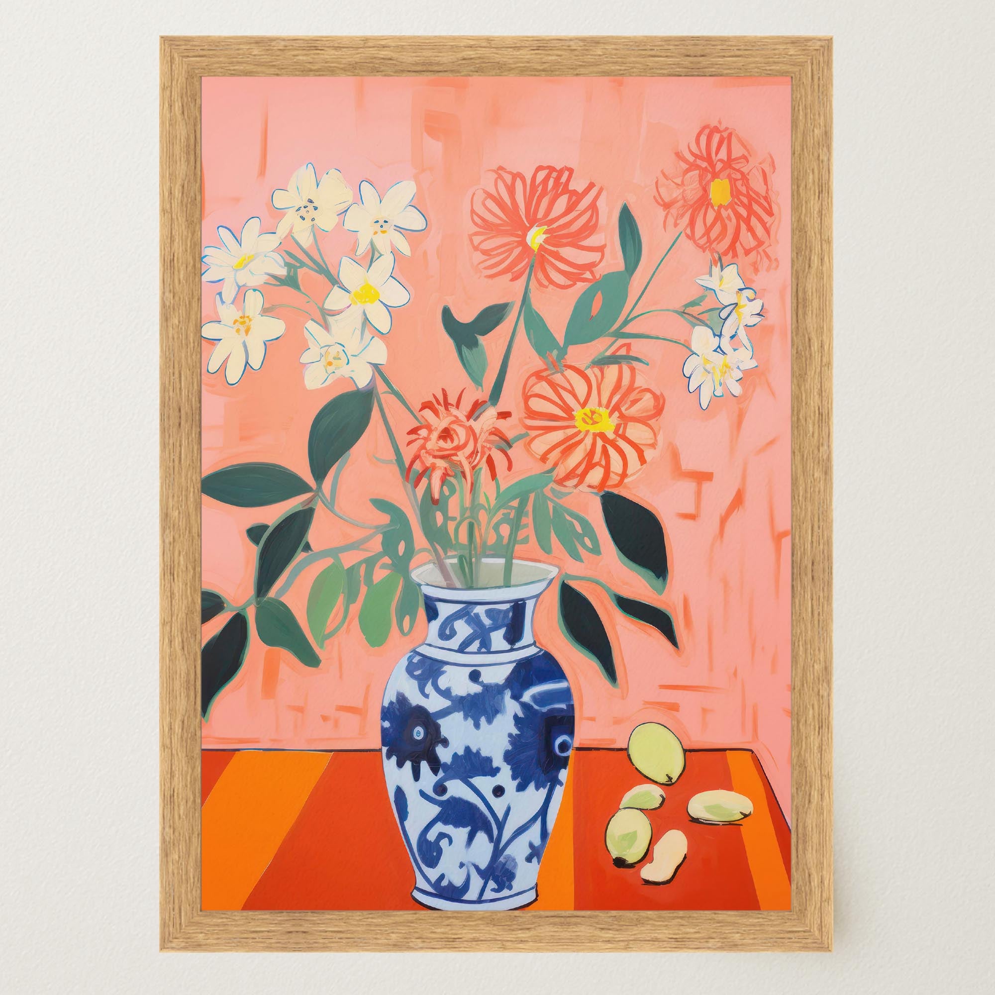 Colourful Floral Vase Still Life Wall Art Print-Skudaboo