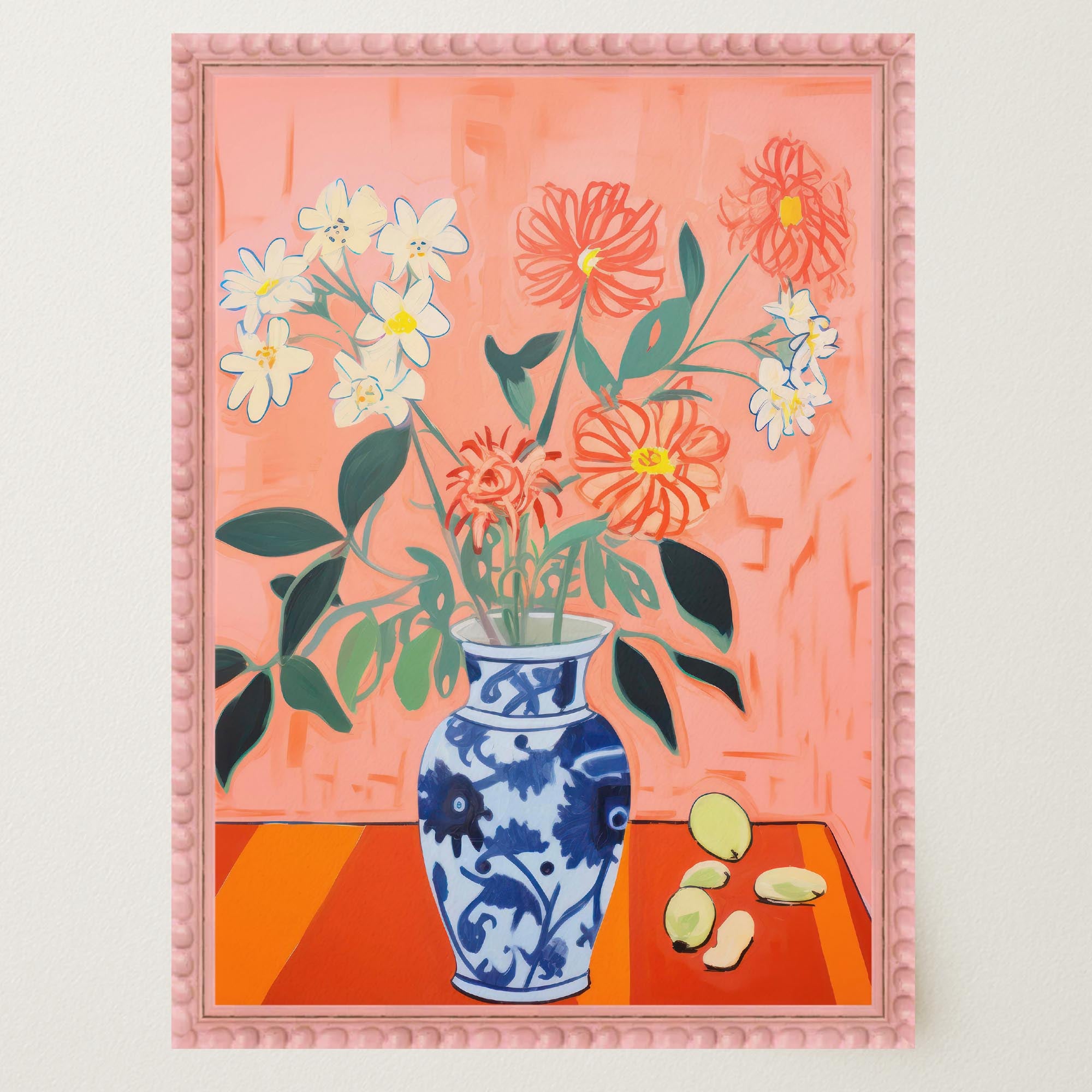 Colourful Floral Vase Still Life Wall Art Print-Skudaboo