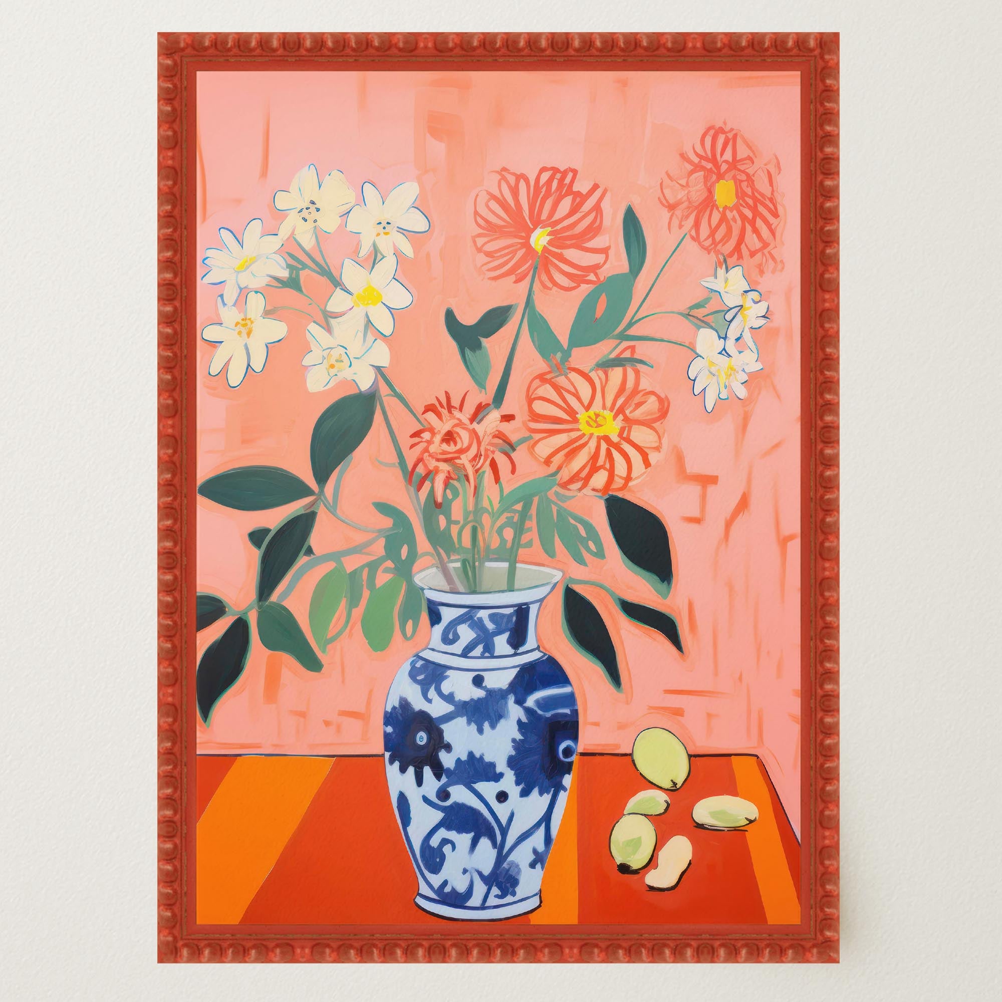 Colourful Floral Vase Still Life Wall Art Print-Skudaboo