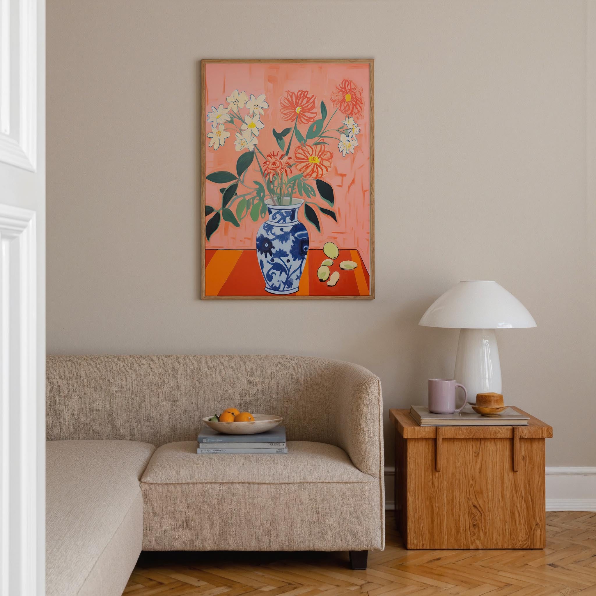 Colourful Floral Vase Still Life Wall Art Print-Skudaboo