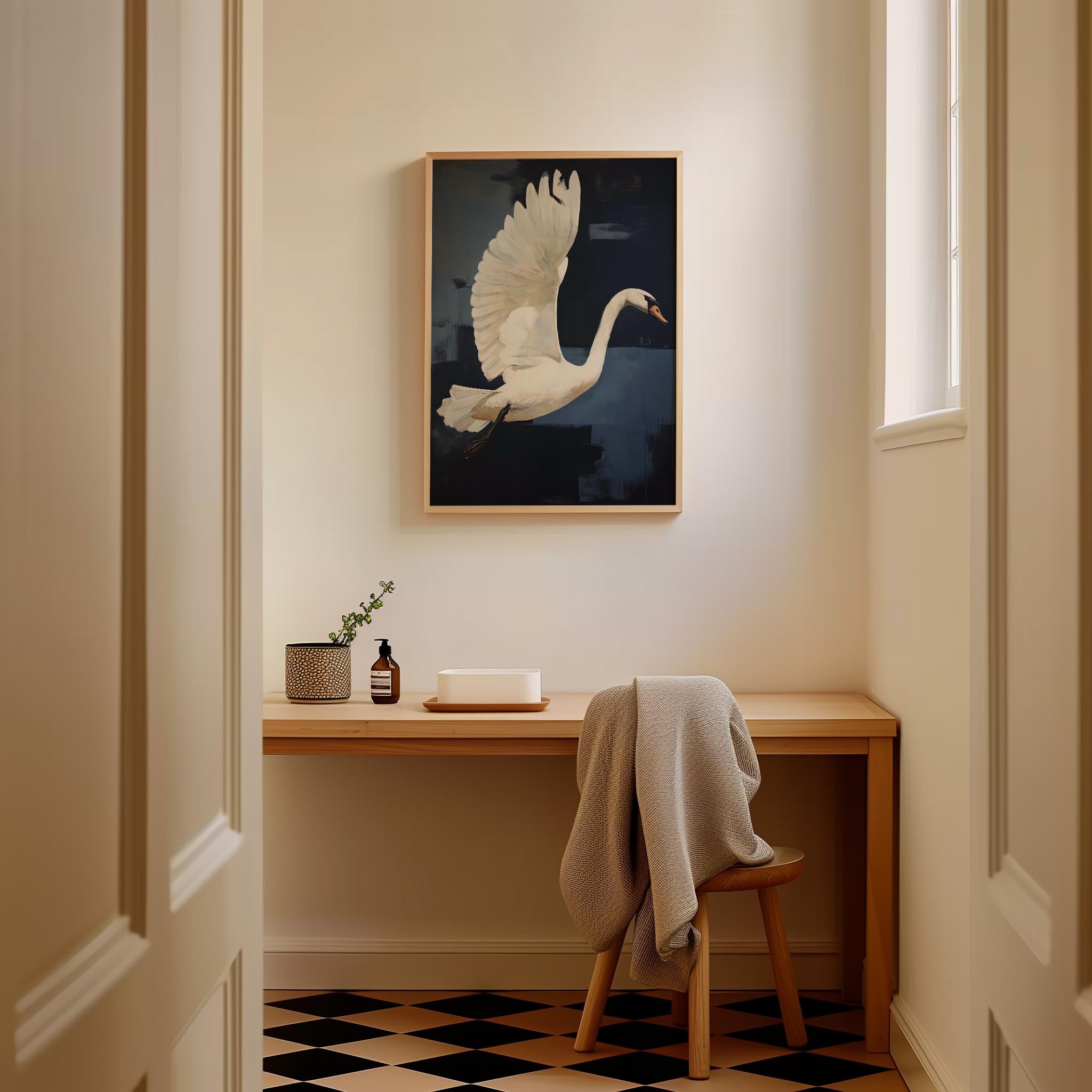 White Swan Wall Art Print-Skudaboo