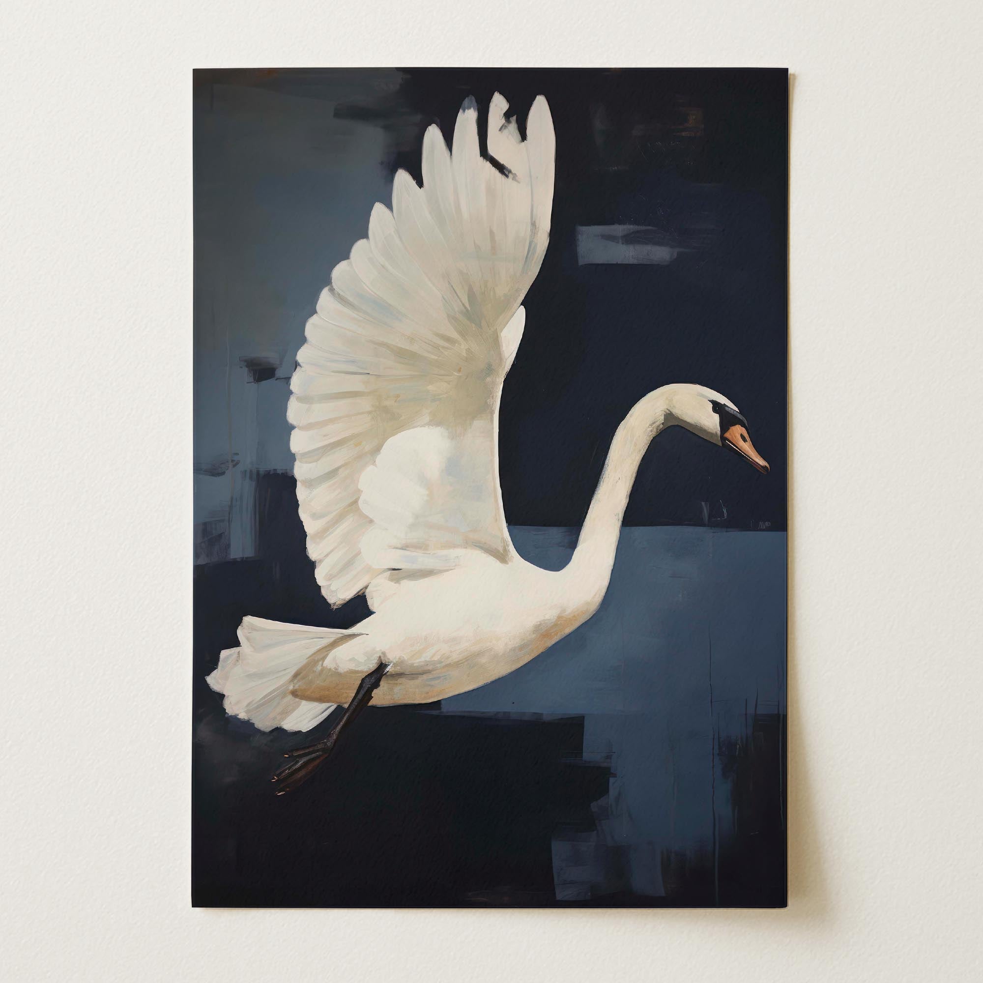 White Swan Wall Art Print-Skudaboo