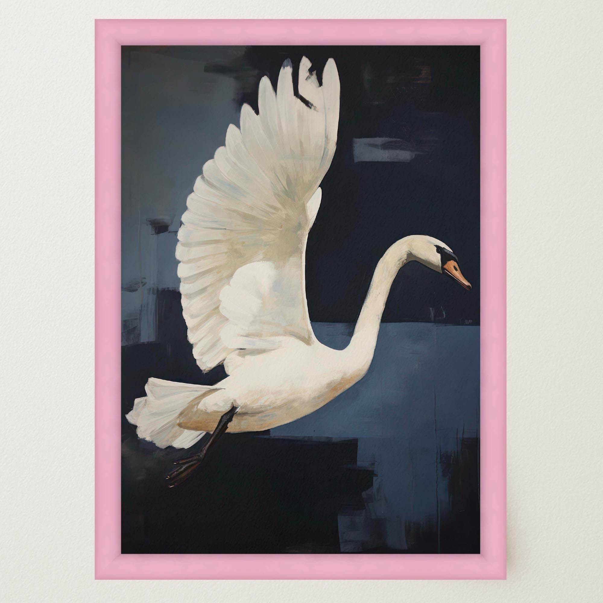 White Swan Wall Art Print-Skudaboo