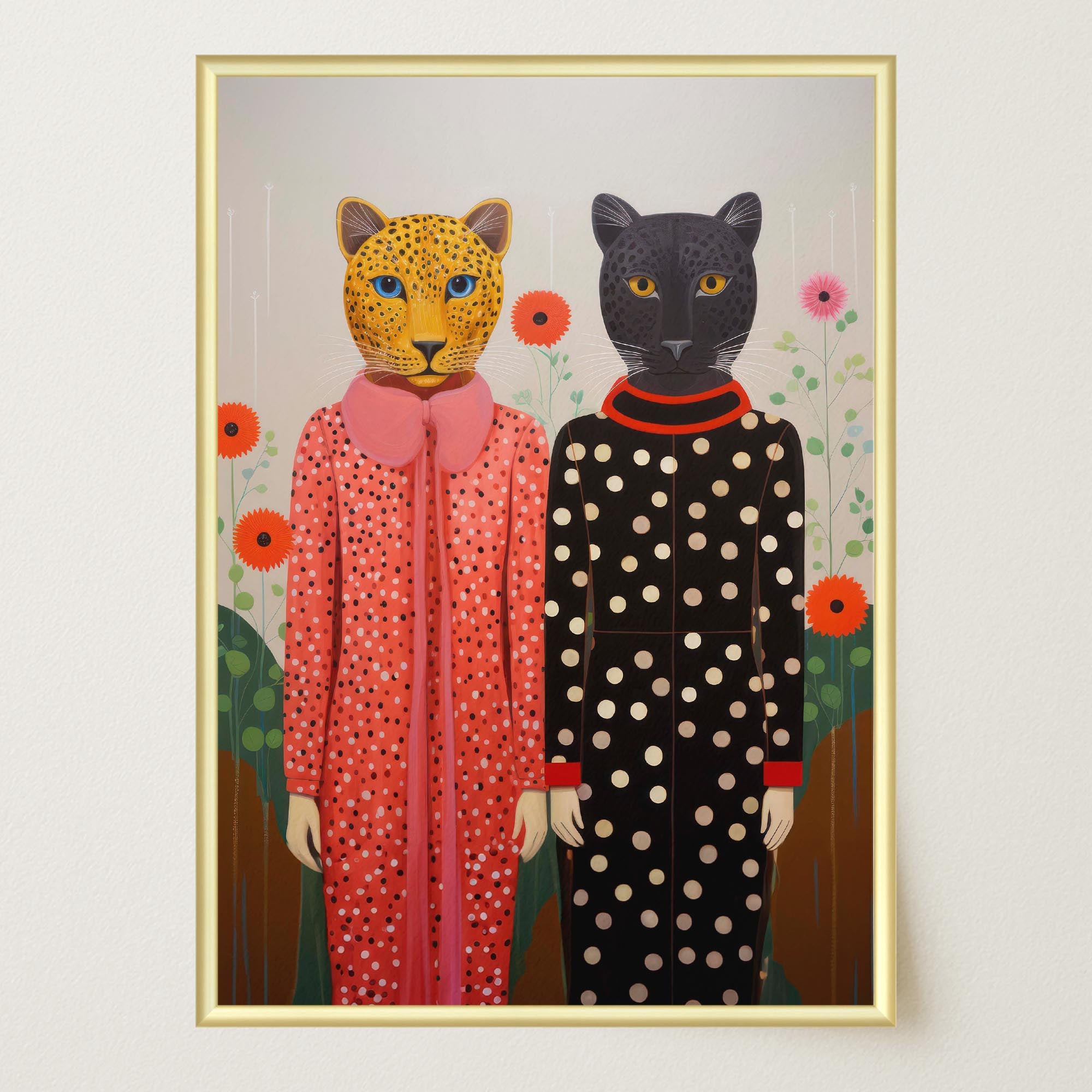 Whimsical Cat Ladies Wall Art Print-Skudaboo
