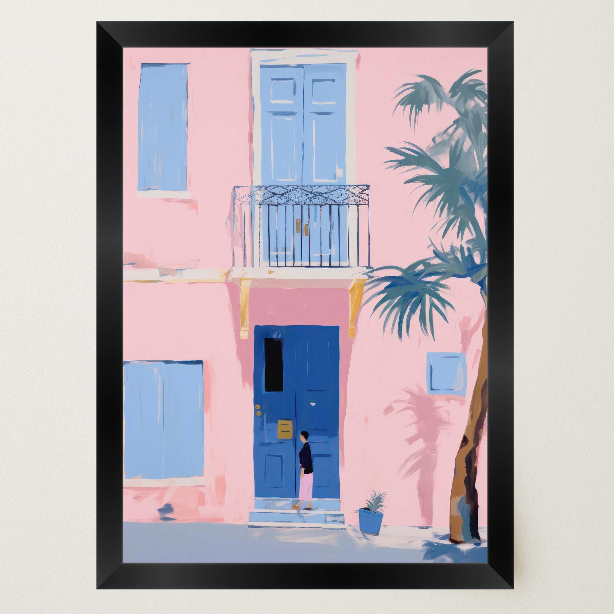 Pastel Mediterranean Street Wall Art Print-Skudaboo