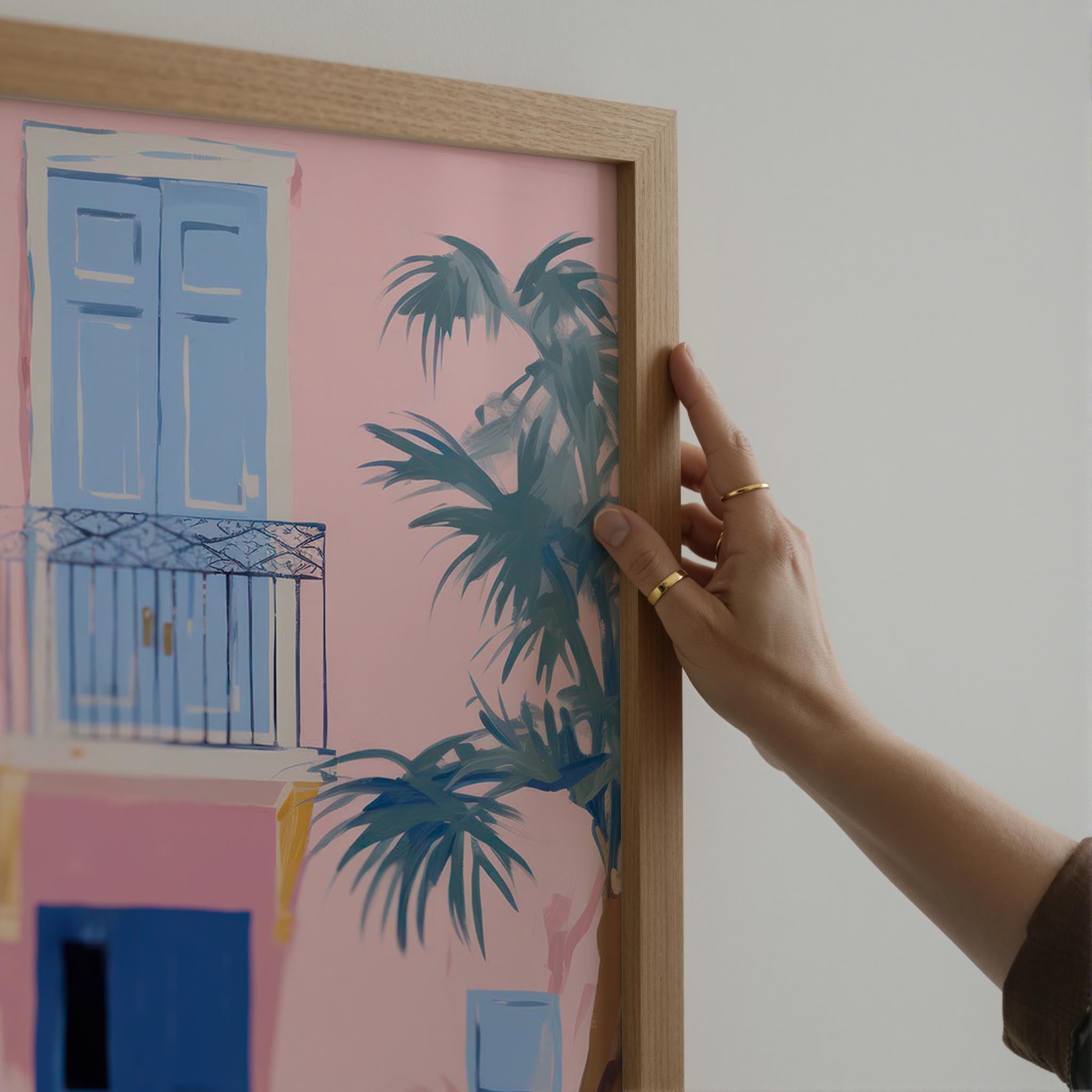Pastel Mediterranean Street Wall Art Print-Skudaboo