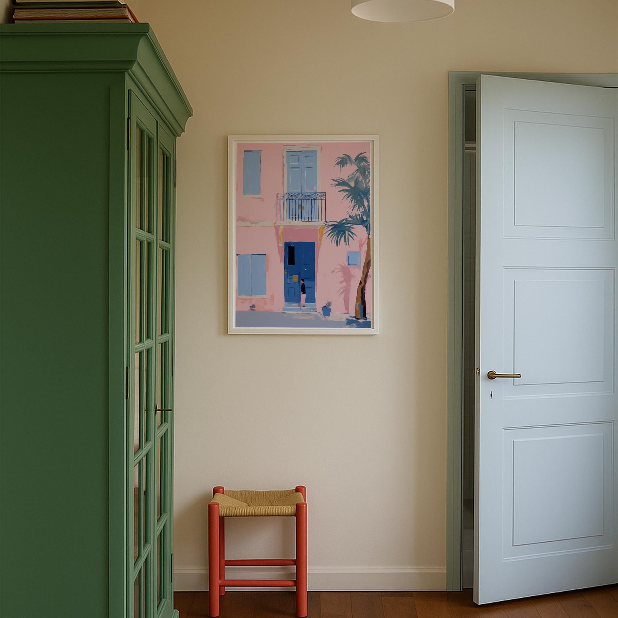 Pastel Mediterranean Street Wall Art Print-Skudaboo