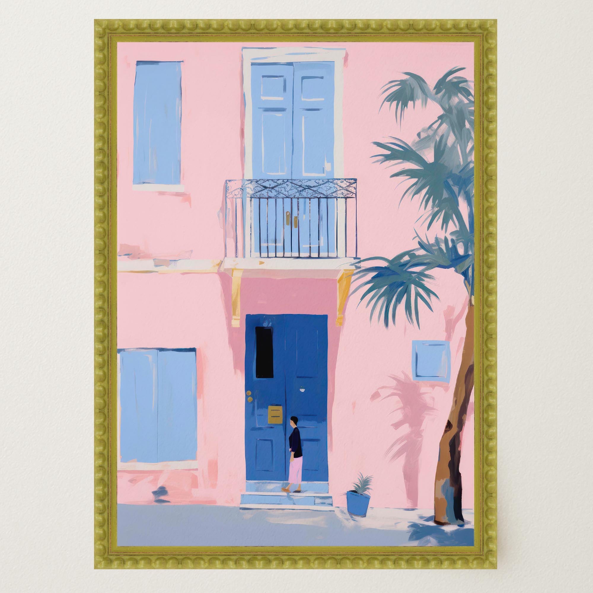 Pastel Mediterranean Street Wall Art Print-Skudaboo
