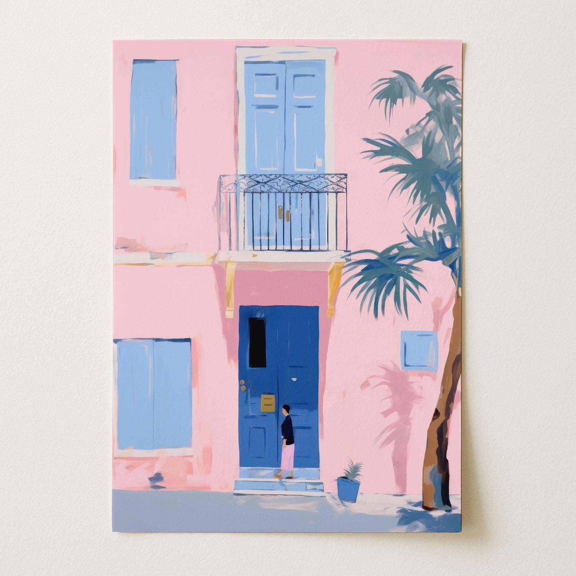 Pastel Mediterranean Street Wall Art Print-Skudaboo