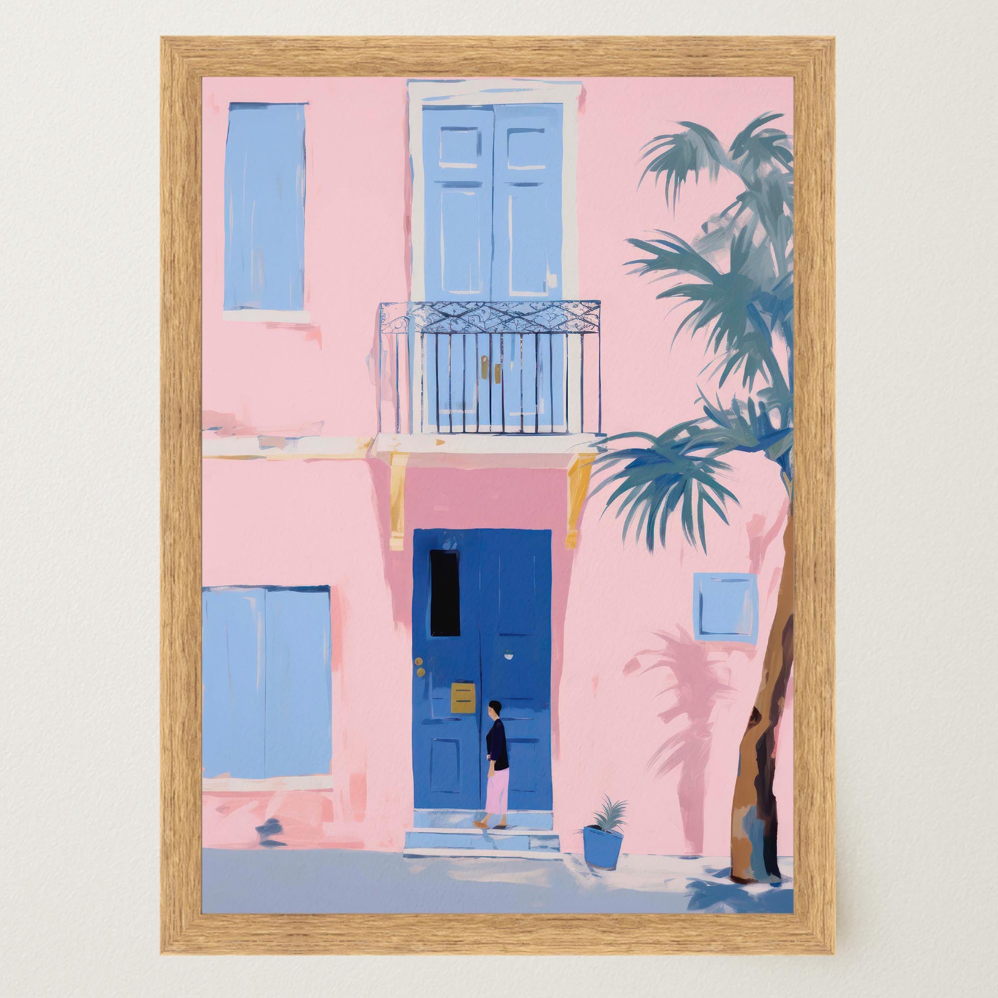 Pastel Mediterranean Street Wall Art Print-Skudaboo