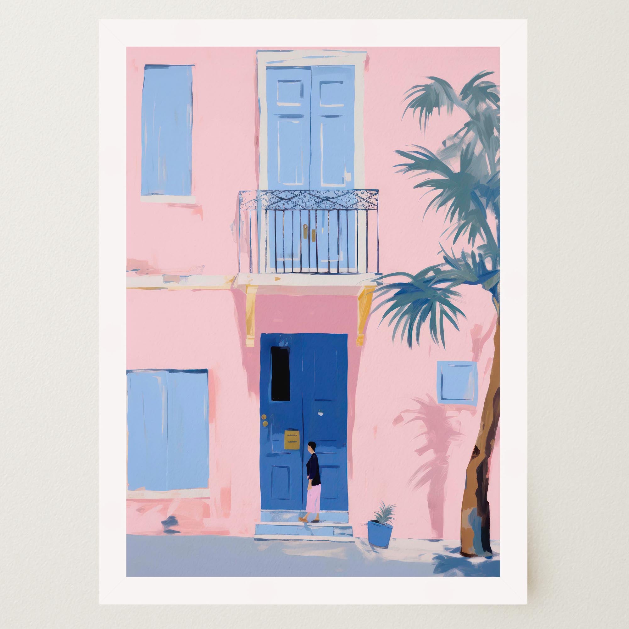 Pastel Mediterranean Street Wall Art Print-Skudaboo