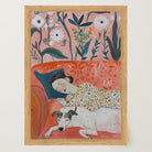 Sleeping Woman and Dog Wall Art Print-Skudaboo