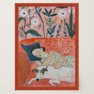 Sleeping Woman and Dog Wall Art Print-Skudaboo