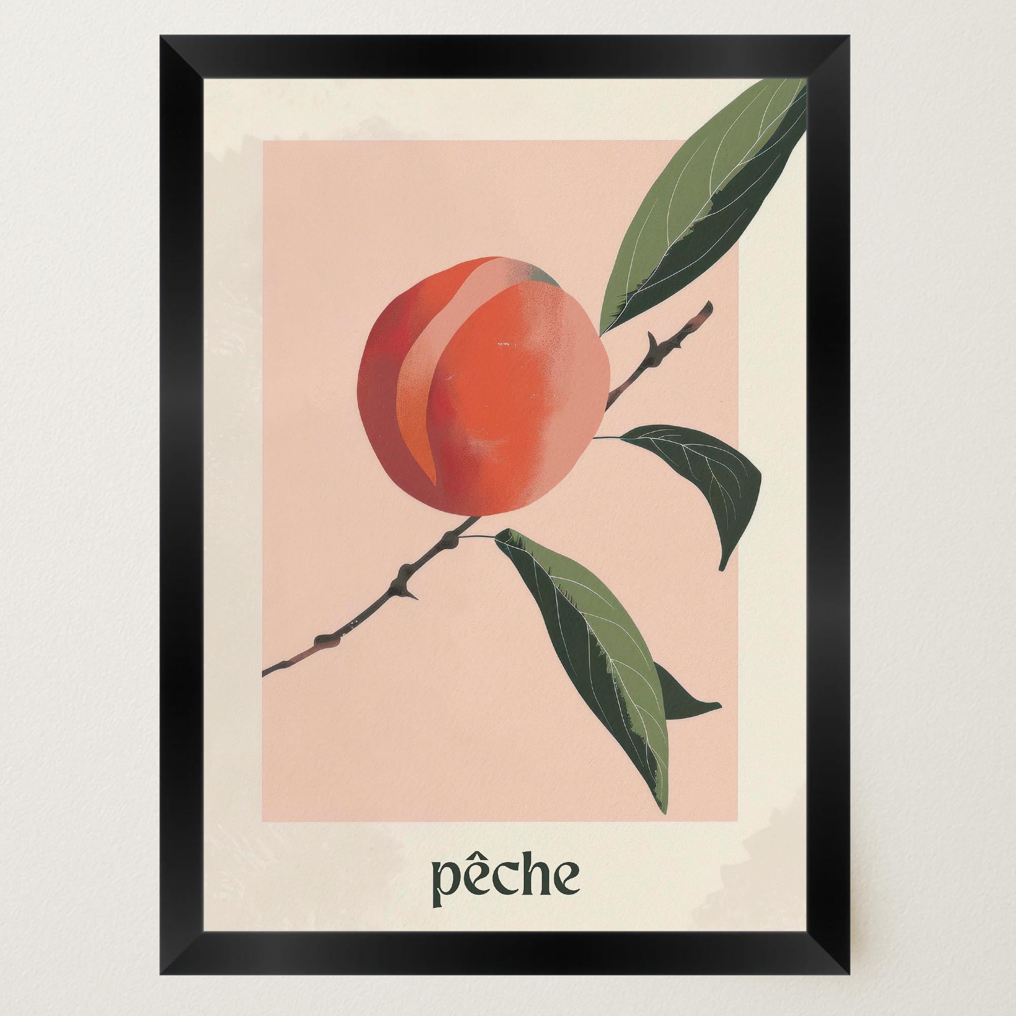 Peach Botanical Wall Art Print-Skudaboo