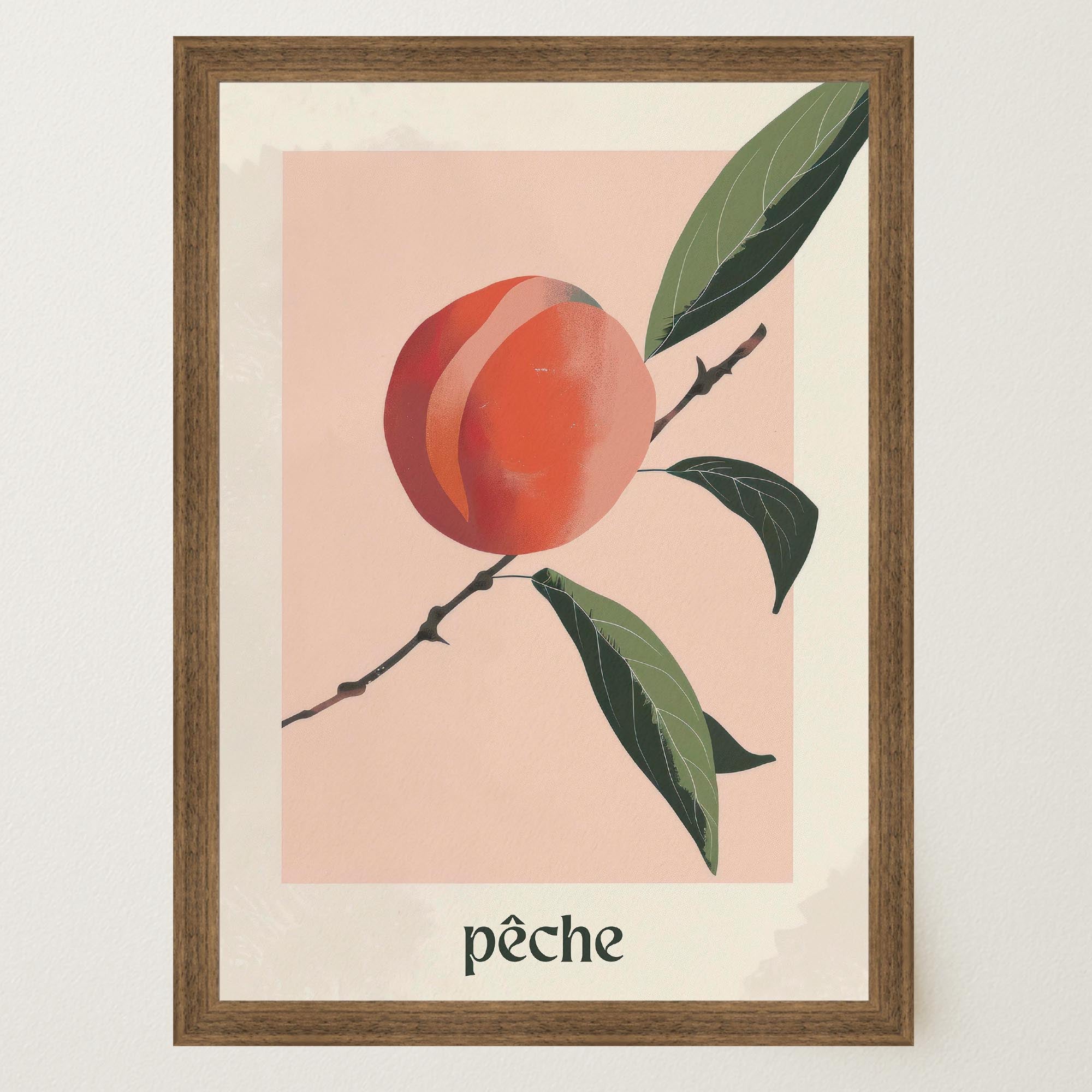 Peach Botanical Wall Art Print-Skudaboo