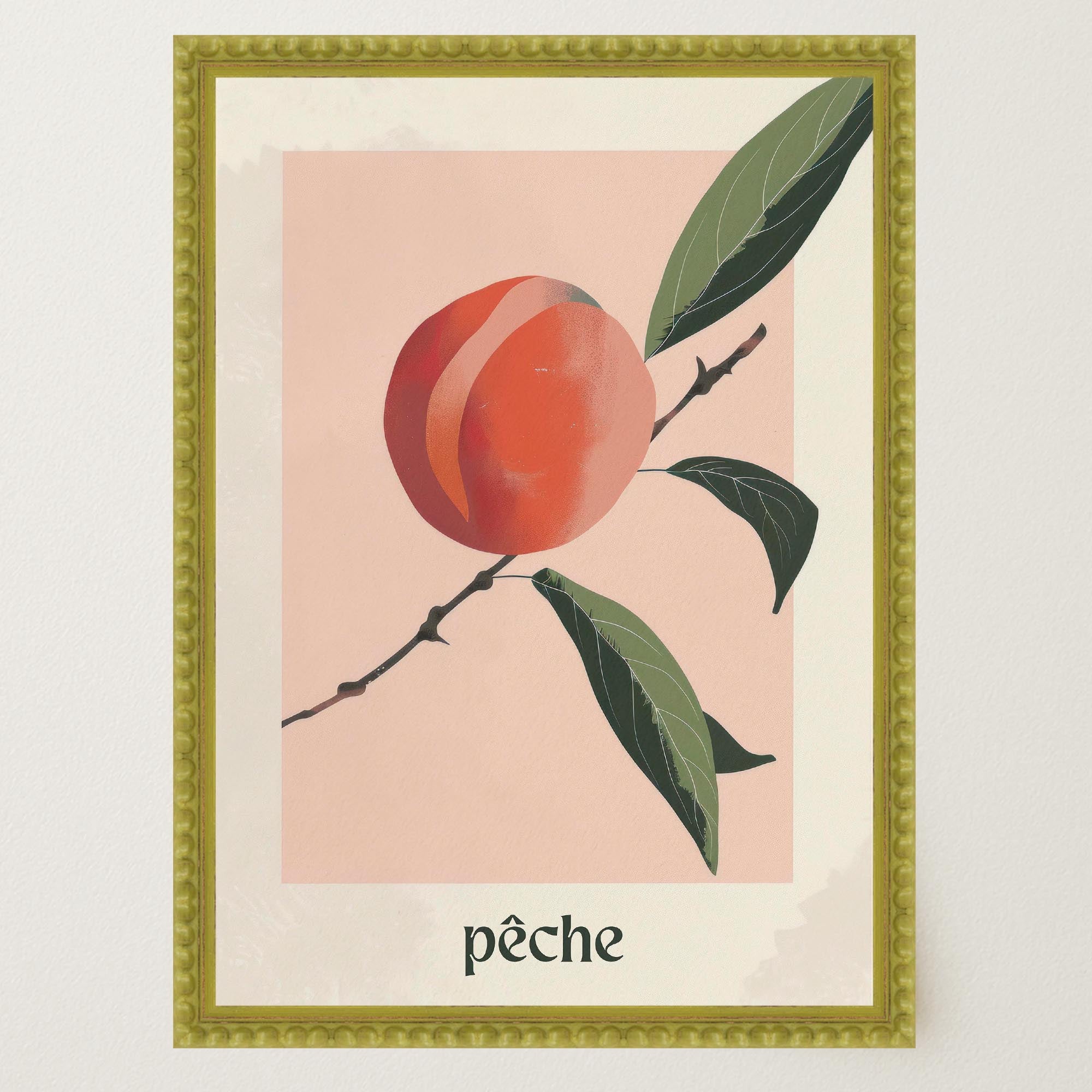 Peach Botanical Wall Art Print-Skudaboo