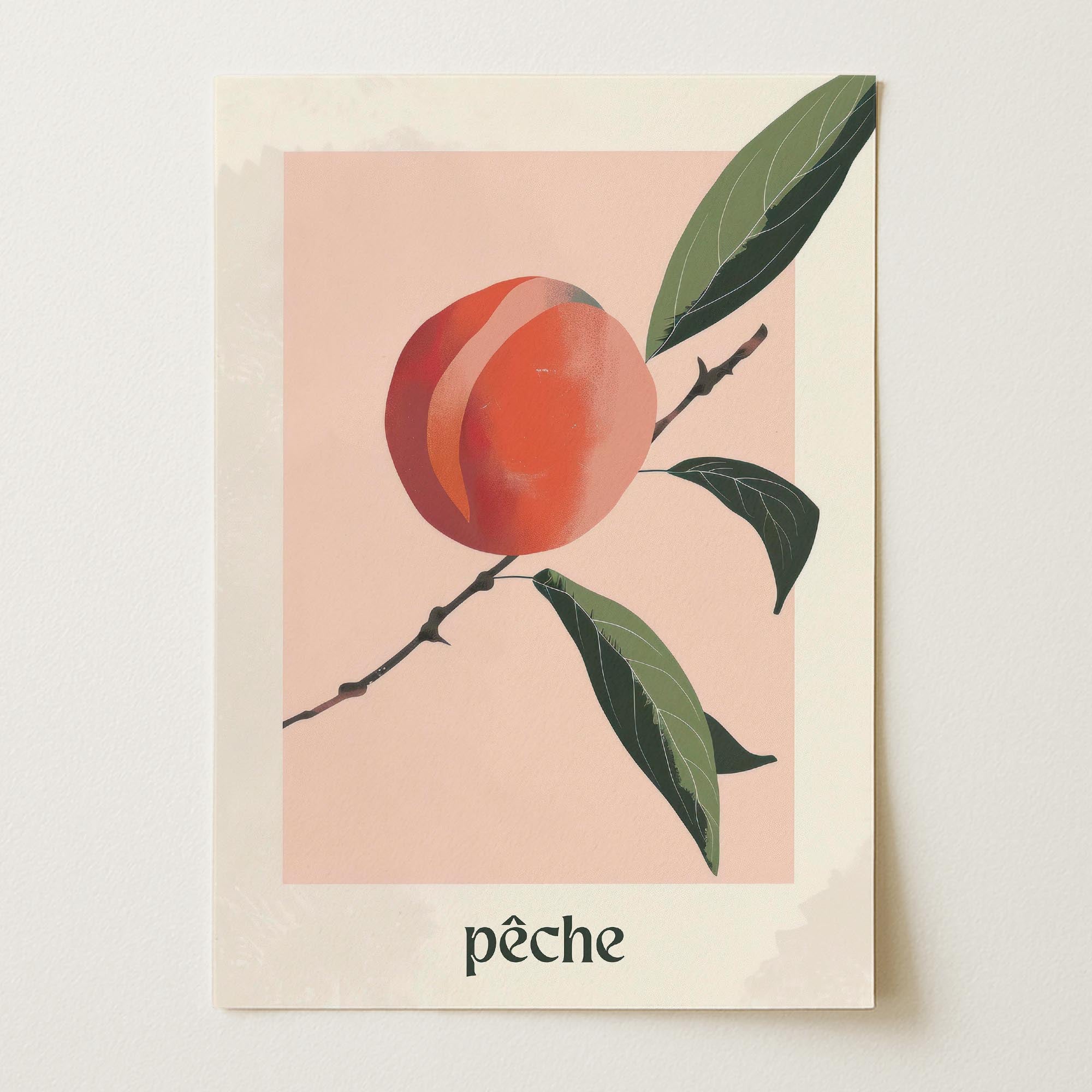 Peach Botanical Wall Art Print-Skudaboo