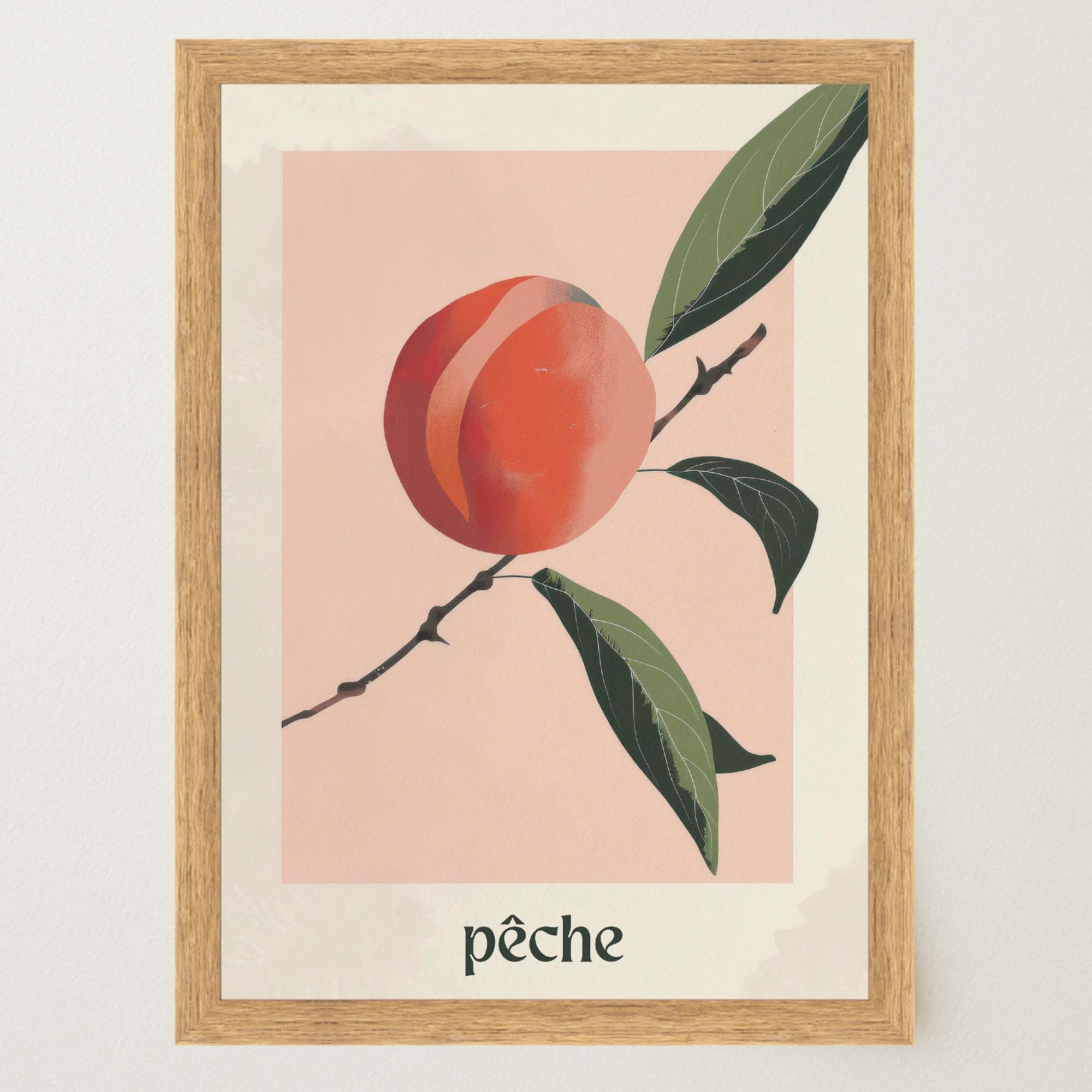 Peach Botanical Wall Art Print-Skudaboo