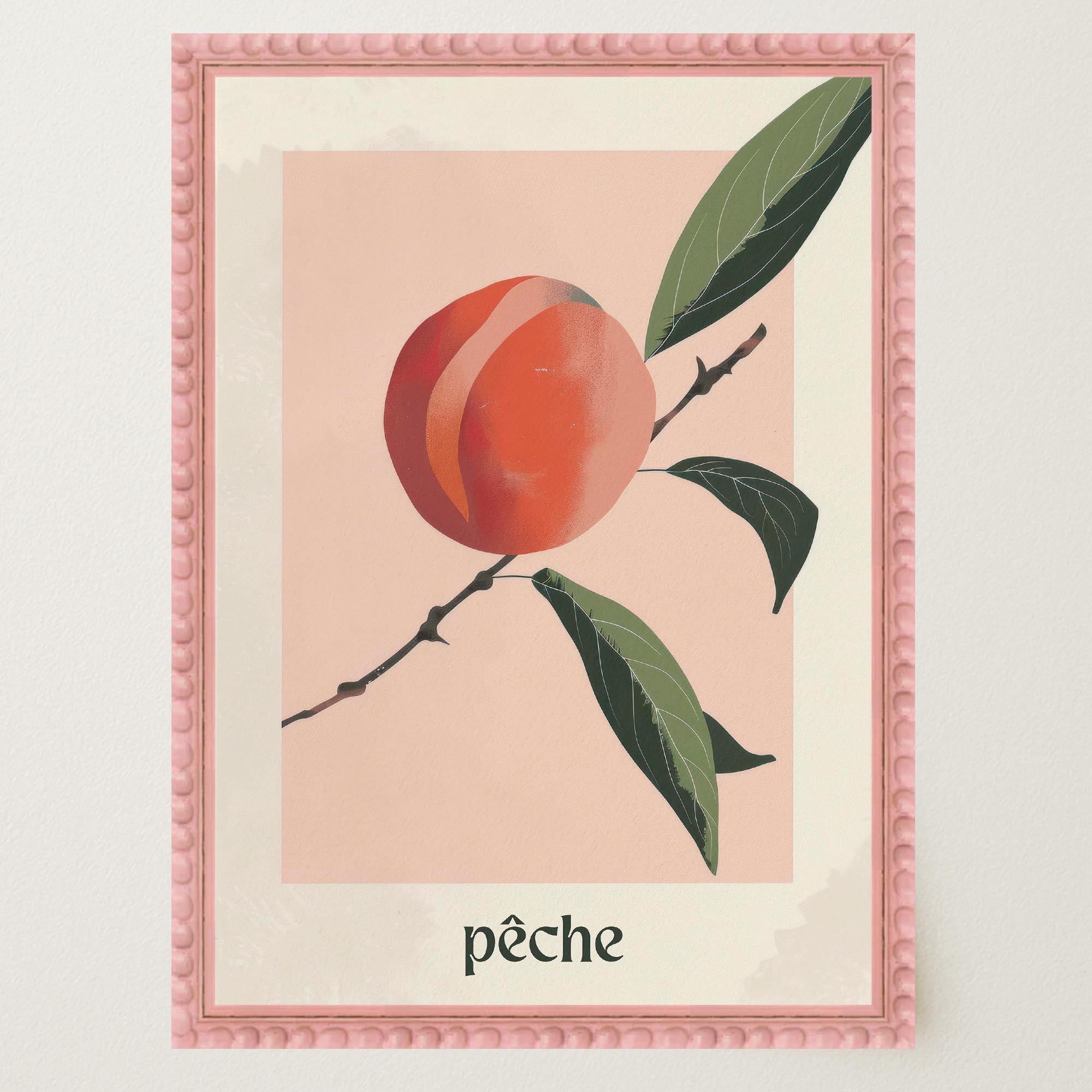 Peach Botanical Wall Art Print-Skudaboo