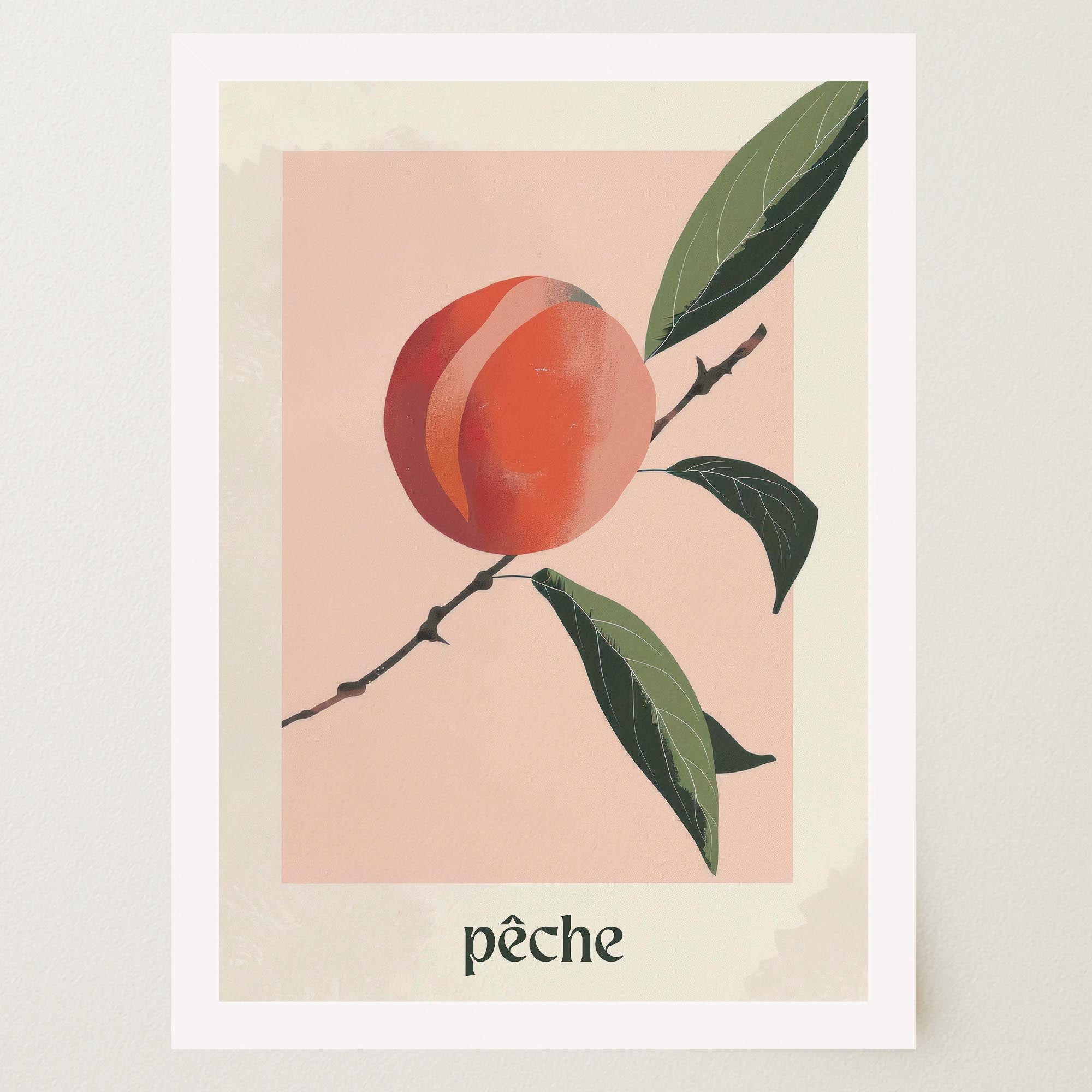 Peach Botanical Wall Art Print-Skudaboo