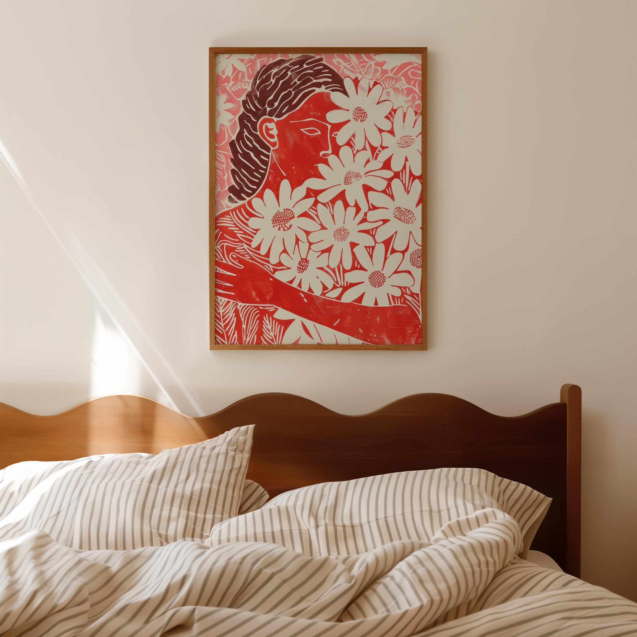 Red Floral Botanical Wall Art Print-Skudaboo