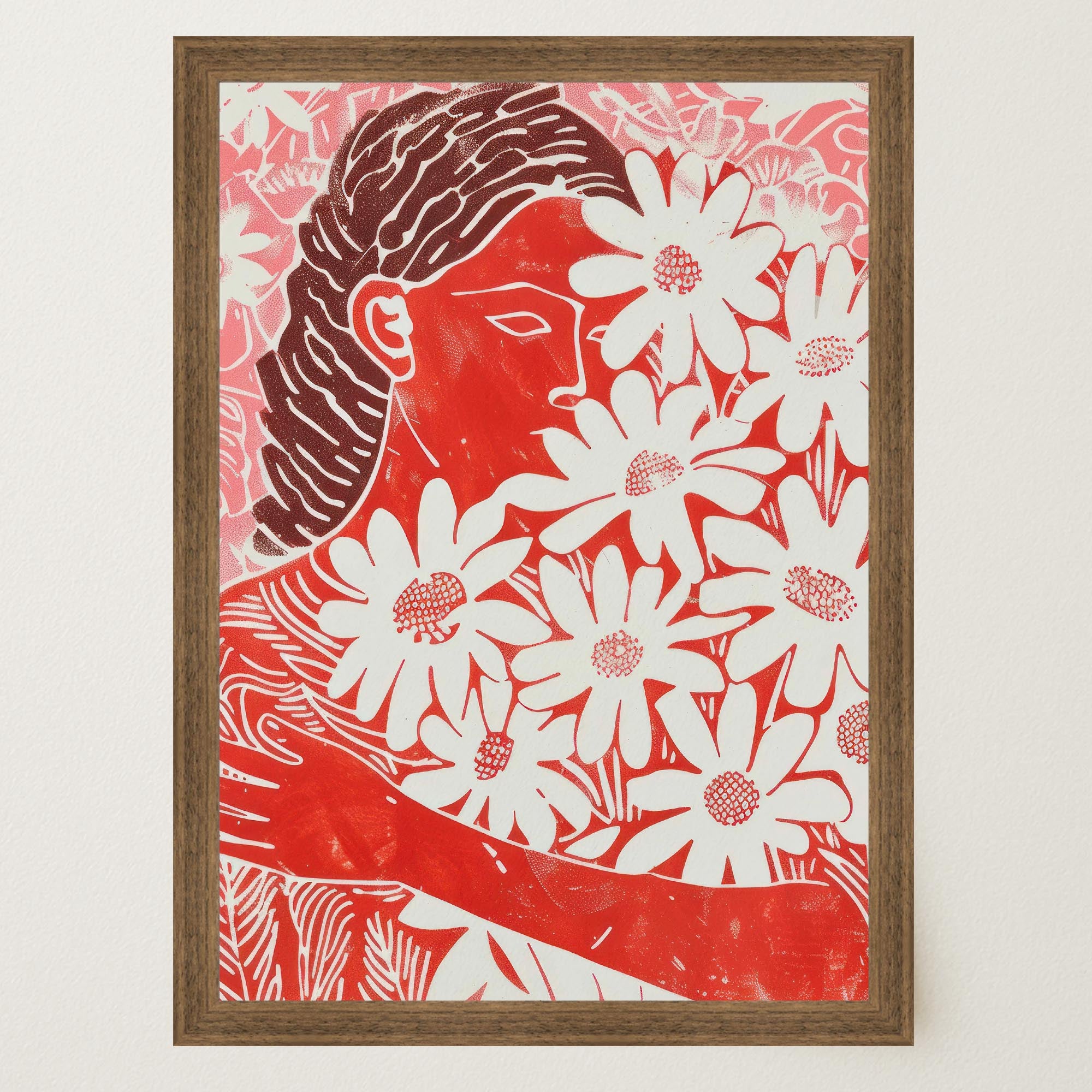 Red Floral Botanical Wall Art Print-Skudaboo