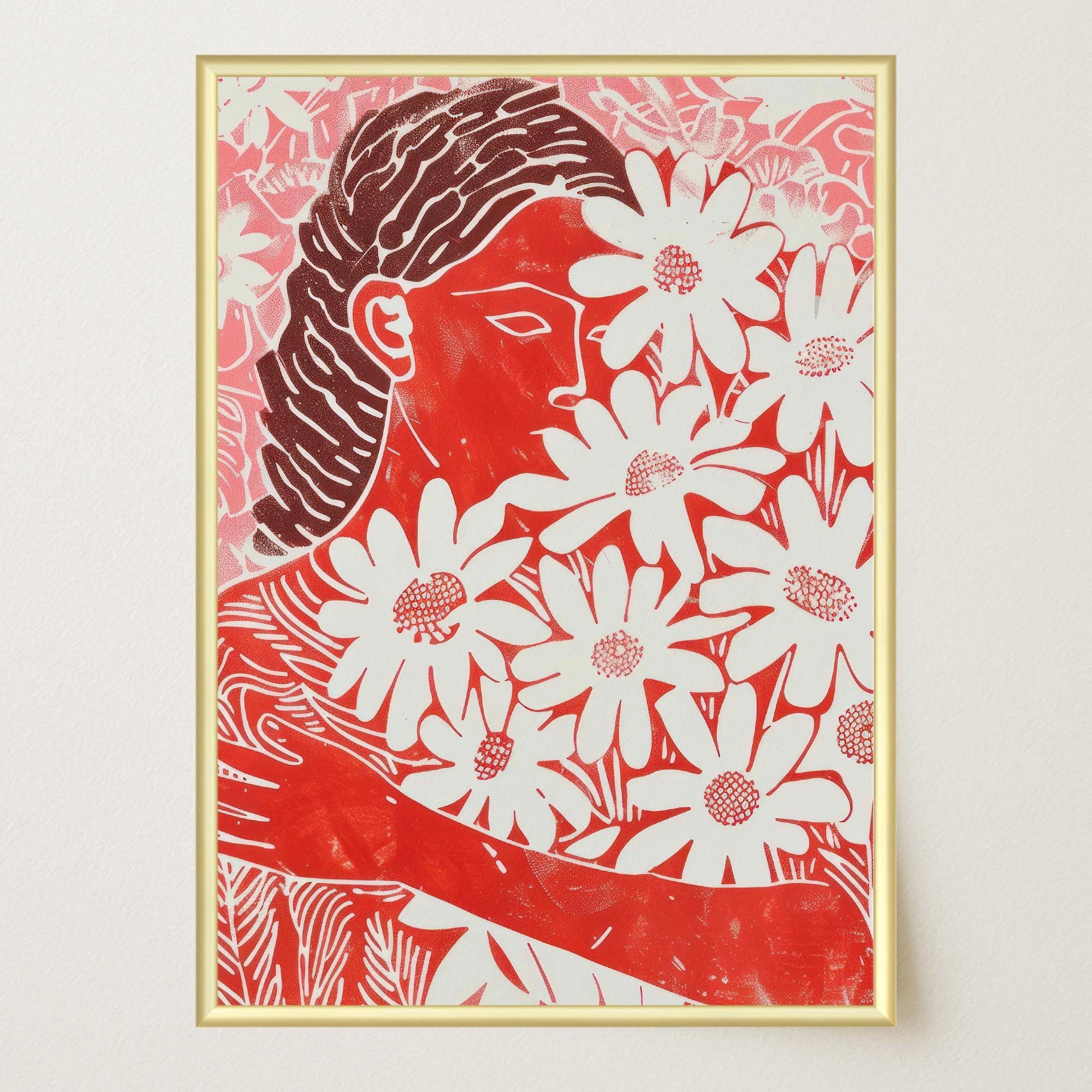 Red Floral Botanical Wall Art Print-Skudaboo