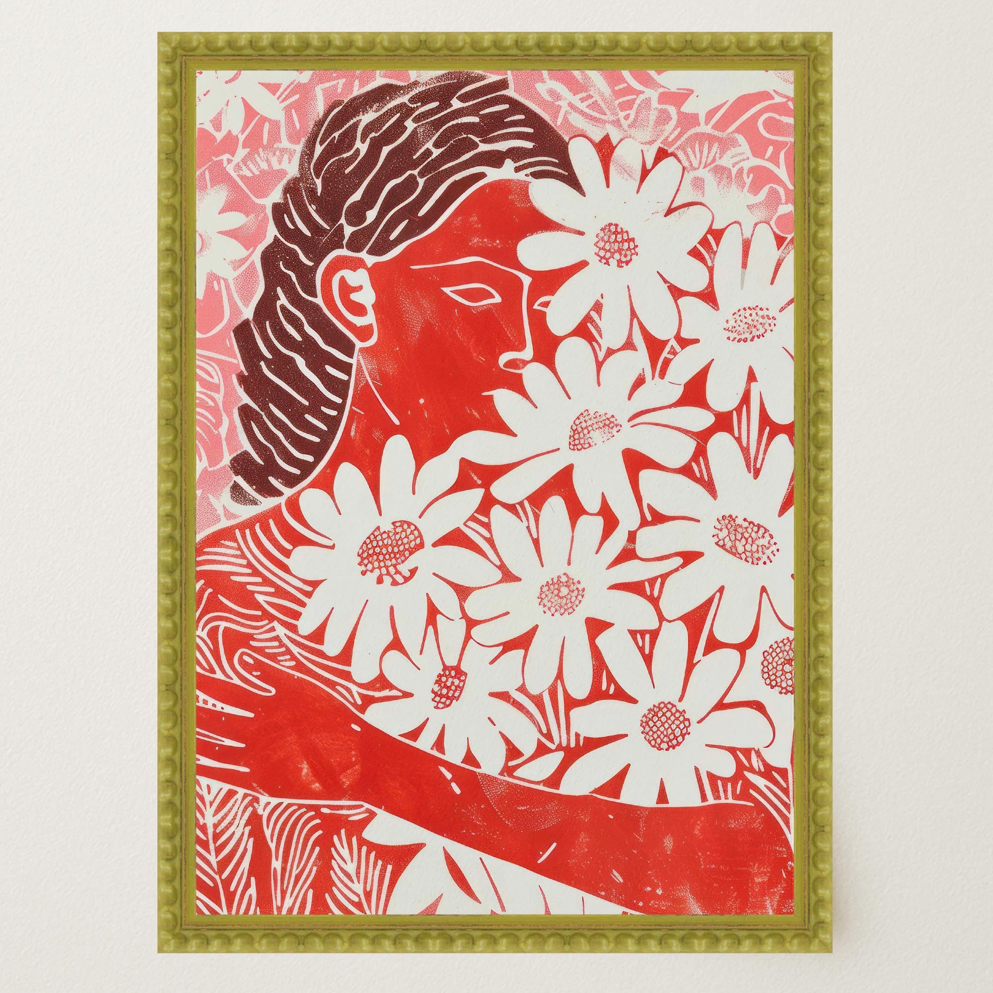 Red Floral Botanical Wall Art Print-Skudaboo
