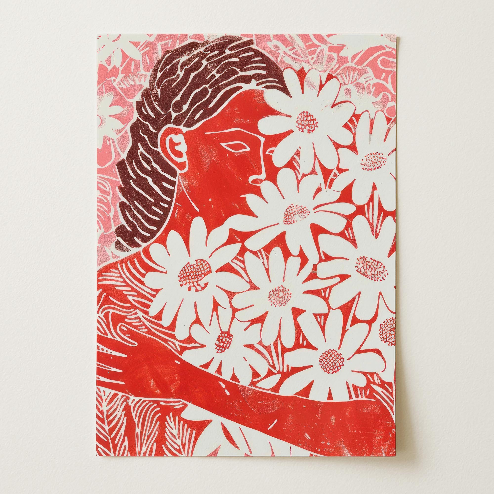 Red Floral Botanical Wall Art Print-Skudaboo