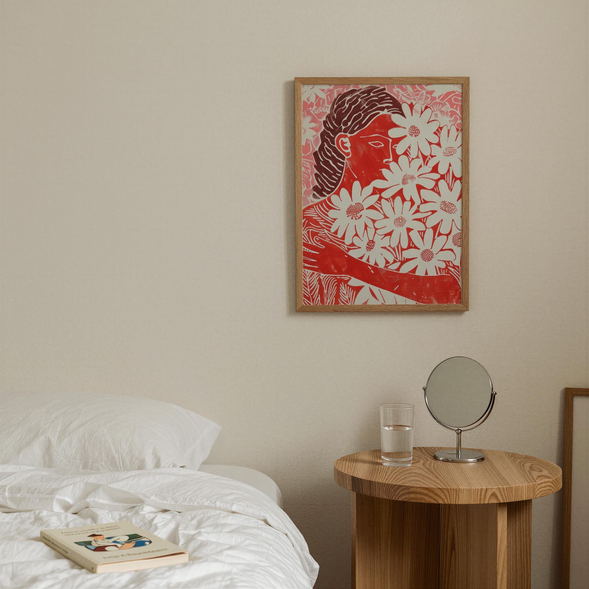 Red Floral Botanical Wall Art Print-Skudaboo