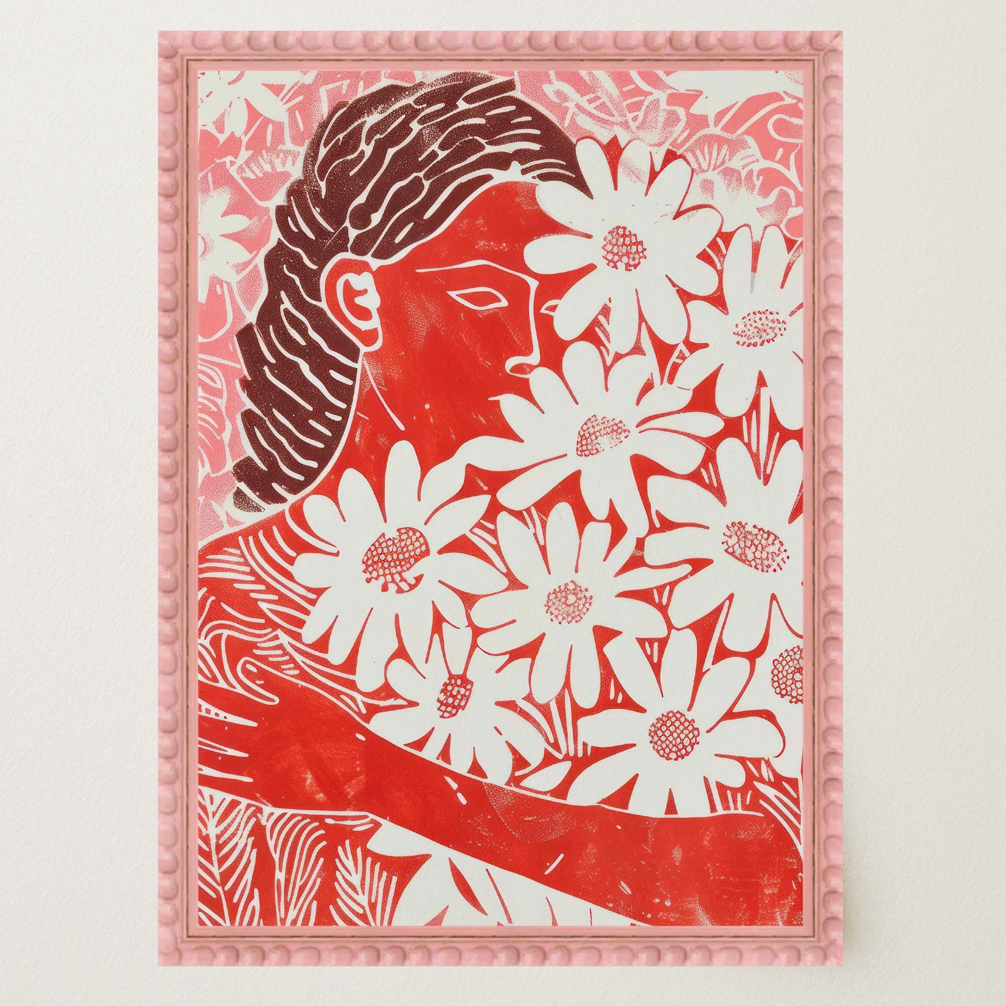 Red Floral Botanical Wall Art Print-Skudaboo