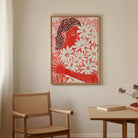 Red Floral Botanical Wall Art Print-Skudaboo
