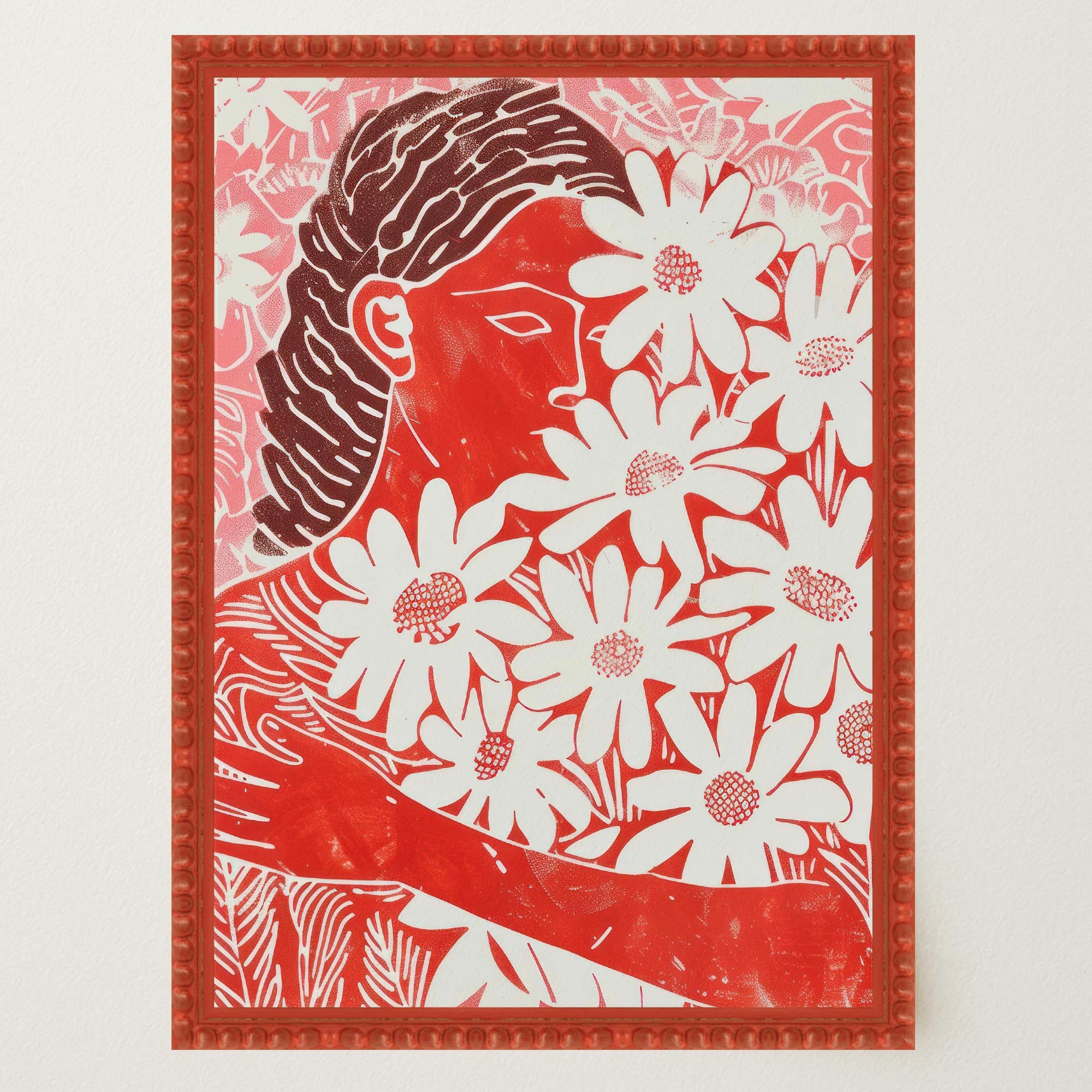 Red Floral Botanical Wall Art Print-Skudaboo