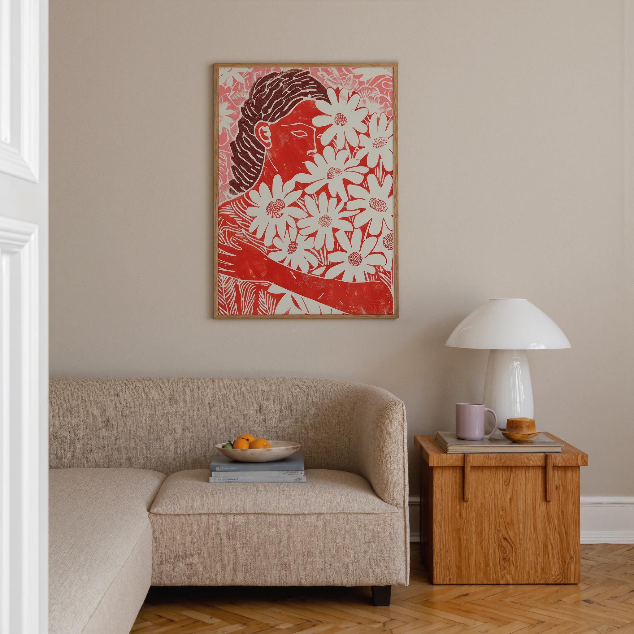 Red Floral Botanical Wall Art Print-Skudaboo