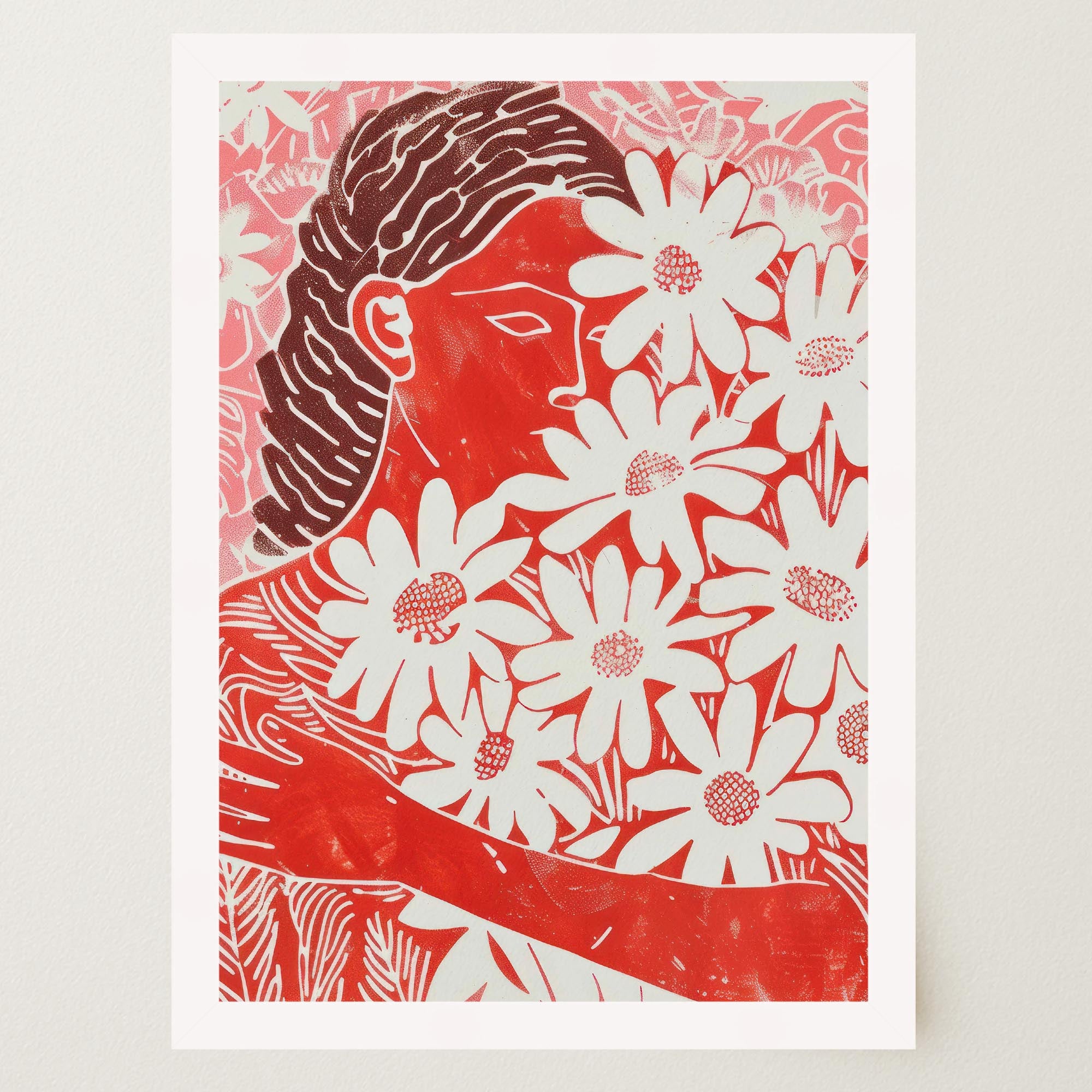 Red Floral Botanical Wall Art Print-Skudaboo