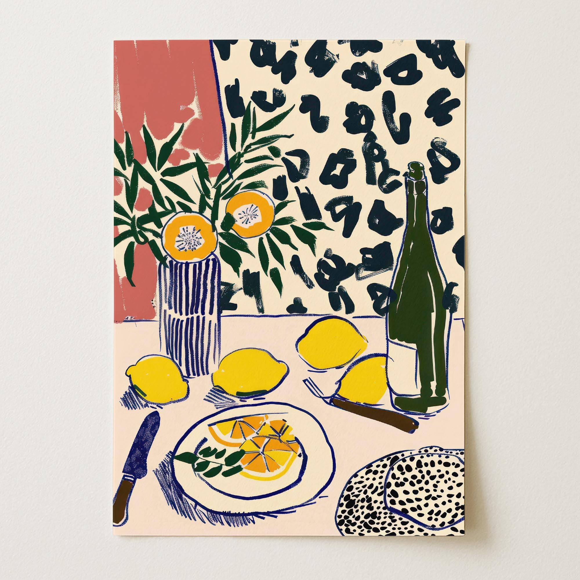 Lemons Still Life Kitchen Wall Art Print-Skudaboo