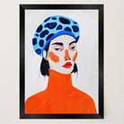 Woman with Blue Beret Portrait Wall Art Print-Skudaboo