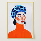 Woman with Blue Beret Portrait Wall Art Print-Skudaboo