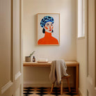 Woman with Blue Beret Portrait Wall Art Print-Skudaboo