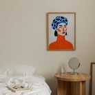 Woman with Blue Beret Portrait Wall Art Print-Skudaboo