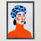 Woman with Blue Beret Portrait Wall Art Print-Skudaboo