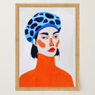 Woman with Blue Beret Portrait Wall Art Print-Skudaboo