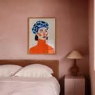 Woman with Blue Beret Portrait Wall Art Print-Skudaboo