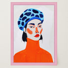 Woman with Blue Beret Portrait Wall Art Print-Skudaboo