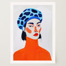 Woman with Blue Beret Portrait Wall Art Print-Skudaboo