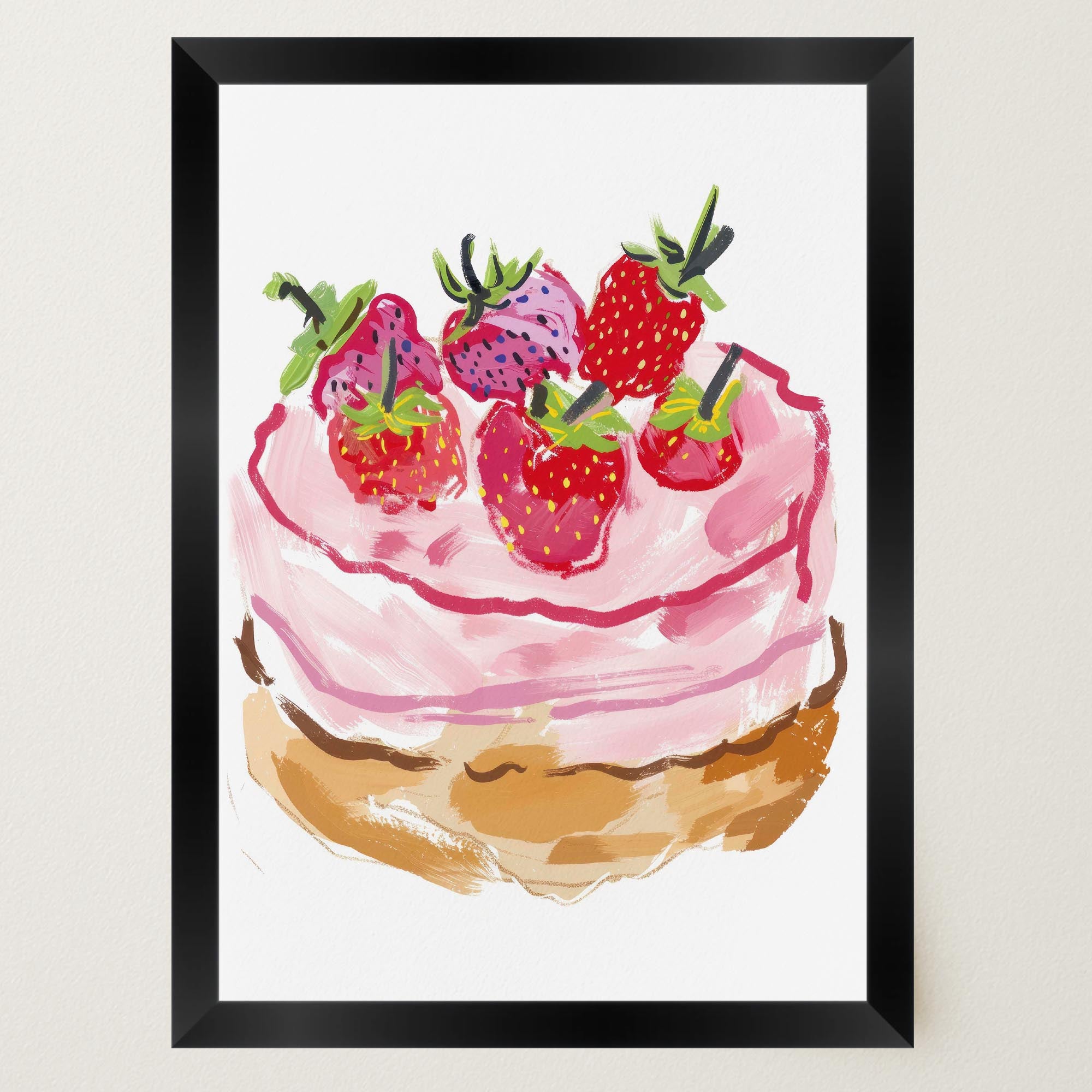 Strawberry Cake Kitchen Wall Art Print-Skudaboo