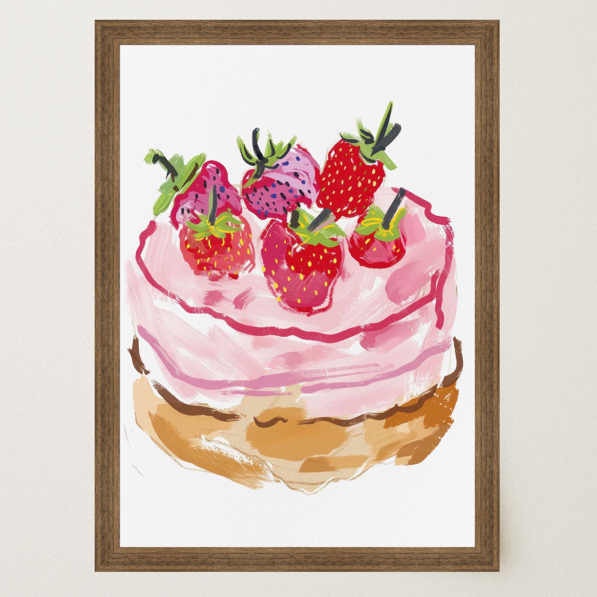 Strawberry Cake Kitchen Wall Art Print-Skudaboo