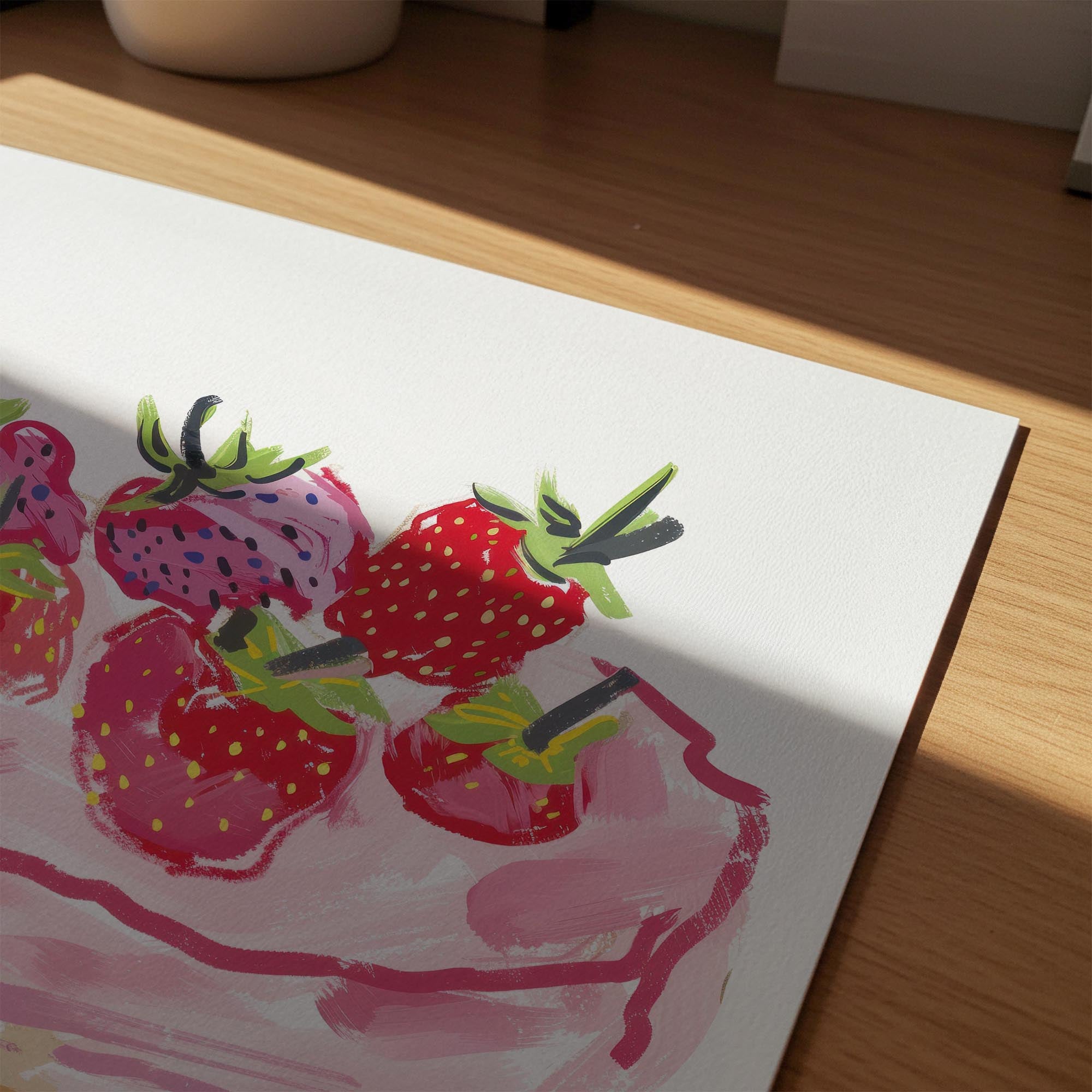 Strawberry Cake Kitchen Wall Art Print-Skudaboo